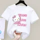 thumbnail image 3 of Camiseta de manga corta de algodón para niños con letras de Hello Kitty, camiseta de verano para niños de Sanrio, ropa suave con forma de corazón para niñas, regalo de cumpleaños kawaii, 3 of 5