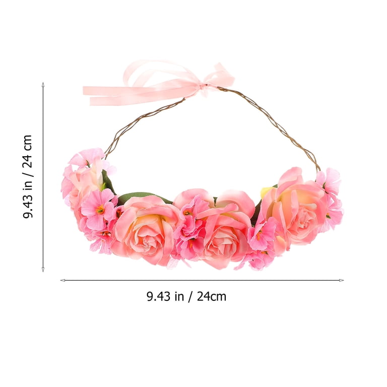 Adjustable Pink Rose Headband Raindrops Adjustable Pink Flower Headband Hair Accessory for  main image 2
