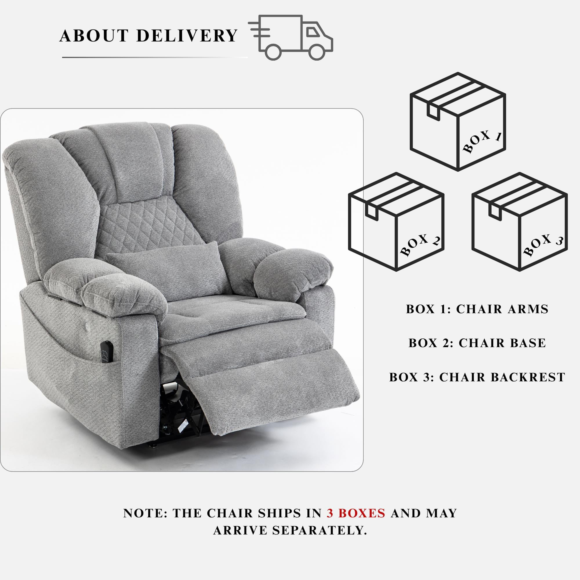 Big Man Recliner 400 lbs with Heat Air Compression Massage Oversized Power Lift Recliner Chair for Elderly Adults, Lay Flat Power Recliner with USB Type-C, Flip Arm Storage & Cup Holders