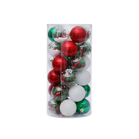 

jinsenhg Pack of 30 Christmas Balls Atmospheres Decorative Ornament Party Festival Prop Indoor Garden Decoration Pendants Home 6cm Red Green White