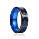 thumbnail image 1 of Anillo de boda de acero inoxidable con borde biselado y ranura roja de 8 mm para hombre, con incrustaciones de circón y dragón celta, de fibra de carbono roja, talla 6, azul, 1 of 5