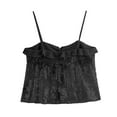 thumbnail image 3 of Felirenzacia Women’s Spaghetti Strap Sparkly Sequin Camisole Tank Top Glitter Cropped Sleeveless Blouse, Black,L, 3 of 7