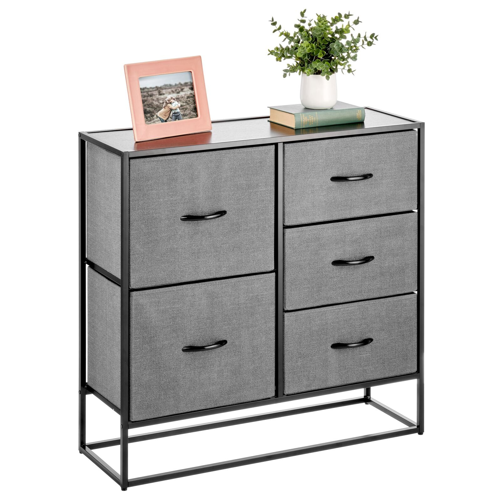 mDesign Tall Modern 5Drawer Dresser Storage Chest Sturdy Steel Frame