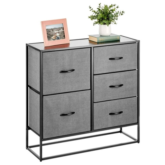mDesign Dresser Storage Chest Organizer Unit, 5 Drawers - Charcoal Gray