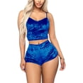 thumbnail image 1 of Women 2PCS Lingerie Set Slim Solid Sling Crop Top Short Elastic Band Pants, 1 of 9