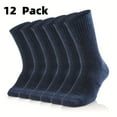 thumbnail image 3 of 12 Pairs Of Men's Solid Cotton Blend Crew Socks, Anti Odor & Sweat Absorption Breathable Socks, For All Seasons Wearing, 3 of 9