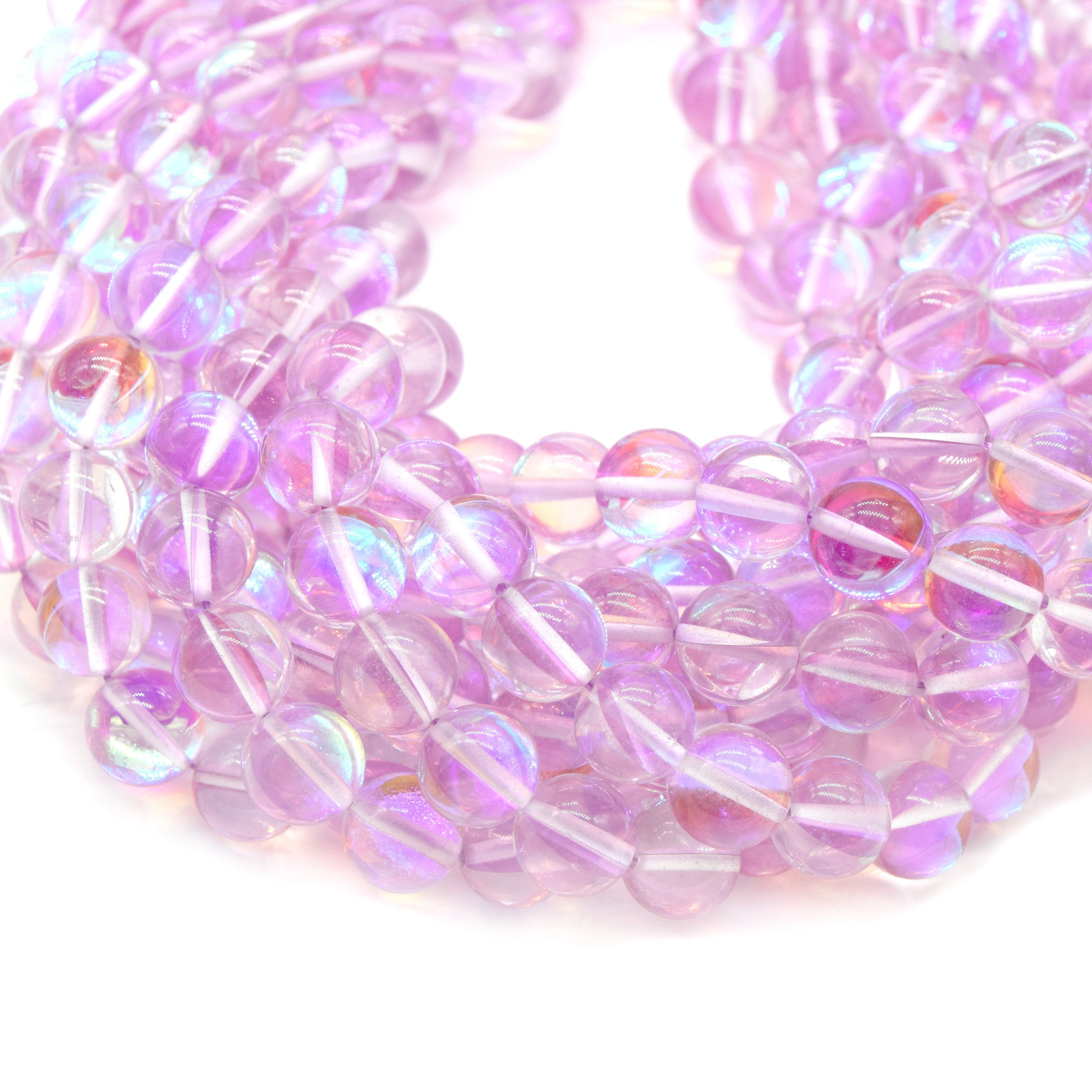 Mystic Aura Quartz Beads Holographic Crystal 15'' 6mm 8mm 10mm 12mm DIY Bracelet 