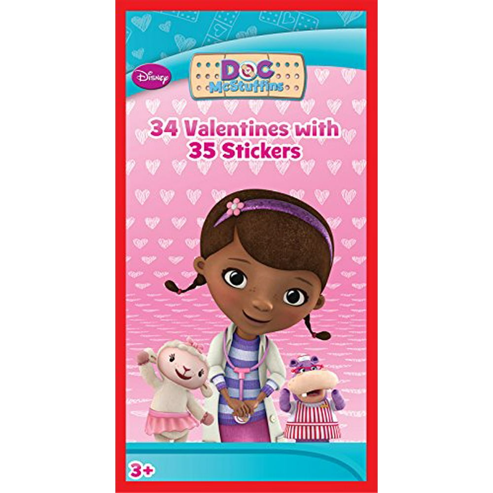 doc-mcstuffins-deluxe-valentine-s-day-cards-with-stickers-34-count-walmart-walmart