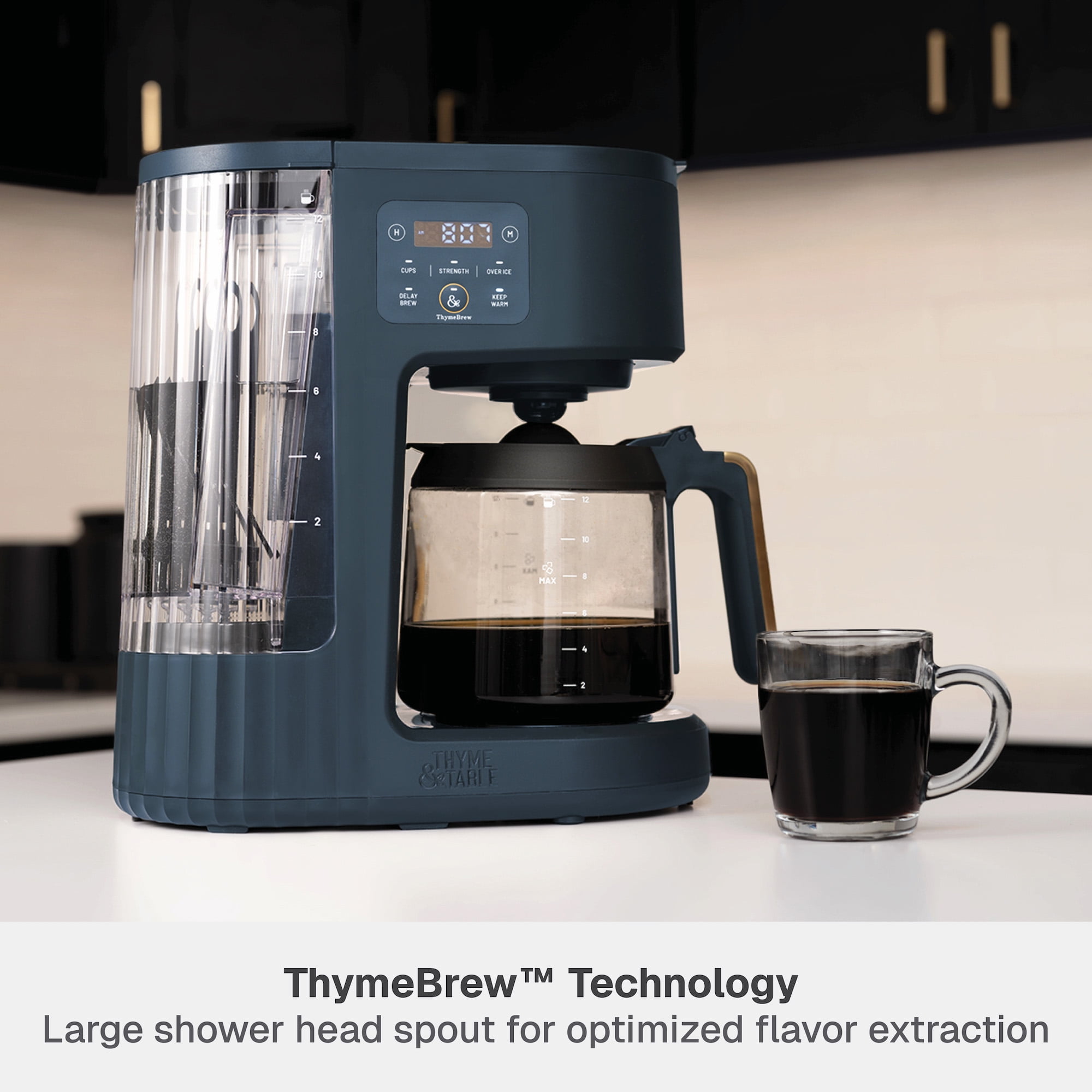 Thyme & Table 12-Cup Programmable Drip Coffee Maker with 60oz Water Reservoir, 4 Brew Modes, and Warming Plate, Atlantic Blue