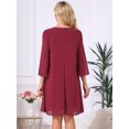 thumbnail image 5 of DARING DIVA Women's Chiffon 3/4 Sleeve Flowy Wedding Guest Dress XL Wine Red, 5 of 6