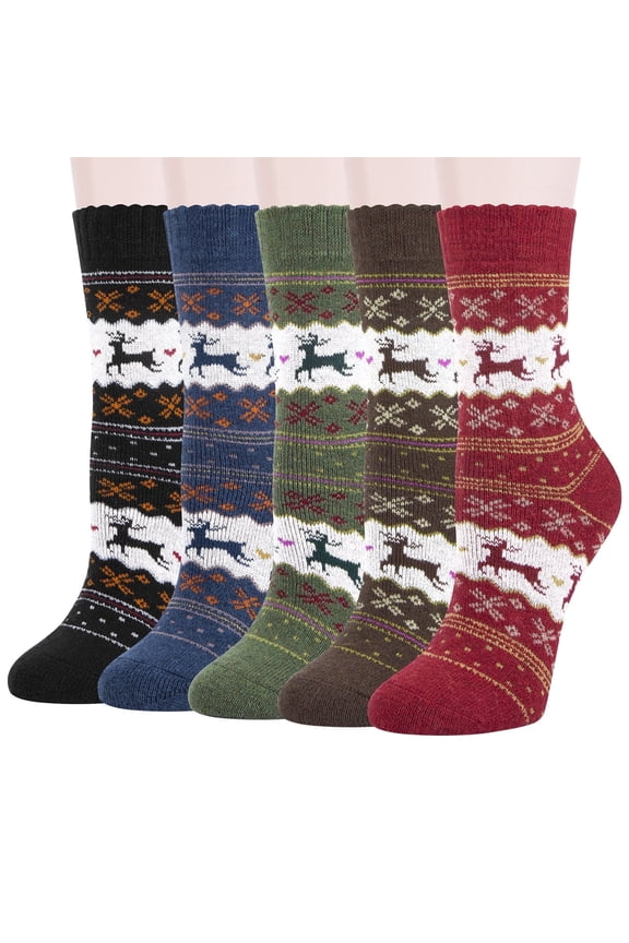 Wool Socks for Women, 5 Pairs Ladies Cozy Boot Winter Thermal Warm Thick Socks Size 5-9