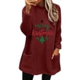 thumbnail image 1 of Chandail en Molleton Ample Décontracté à Manches Longues Col Rond Double Velours Automne Hiver Imprimé de Noël avec Poche Sans Capuche pour Femmes, 1 of 4