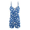thumbnail image 2 of ZAITUBLES Womens Summer Casual Sleeveless Rompers 2026 Loose Shorts Outfit Adjustable Spaghetti Strap Jumpsuits with Front Pockets, Fabric, Starfish Seashell Blue Print, Size S, 2 of 6