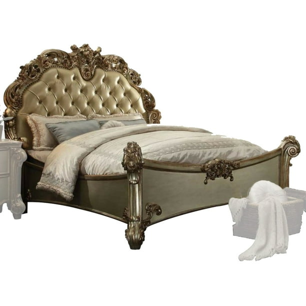 On Tufted Baroque California King Bed With Scrolled Trim Legs Gold Com On Tufted Baroque California King, California King Gold Bed Frame