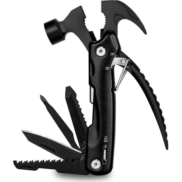 Multiherramienta, 12 en 1 multifuncional kit de supervivencia con martillo portátil de acero inoxidable, alicates, multiherramienta de bolsillo plegable para acampar al aire libre, senderismo. C Feliz Sencillez