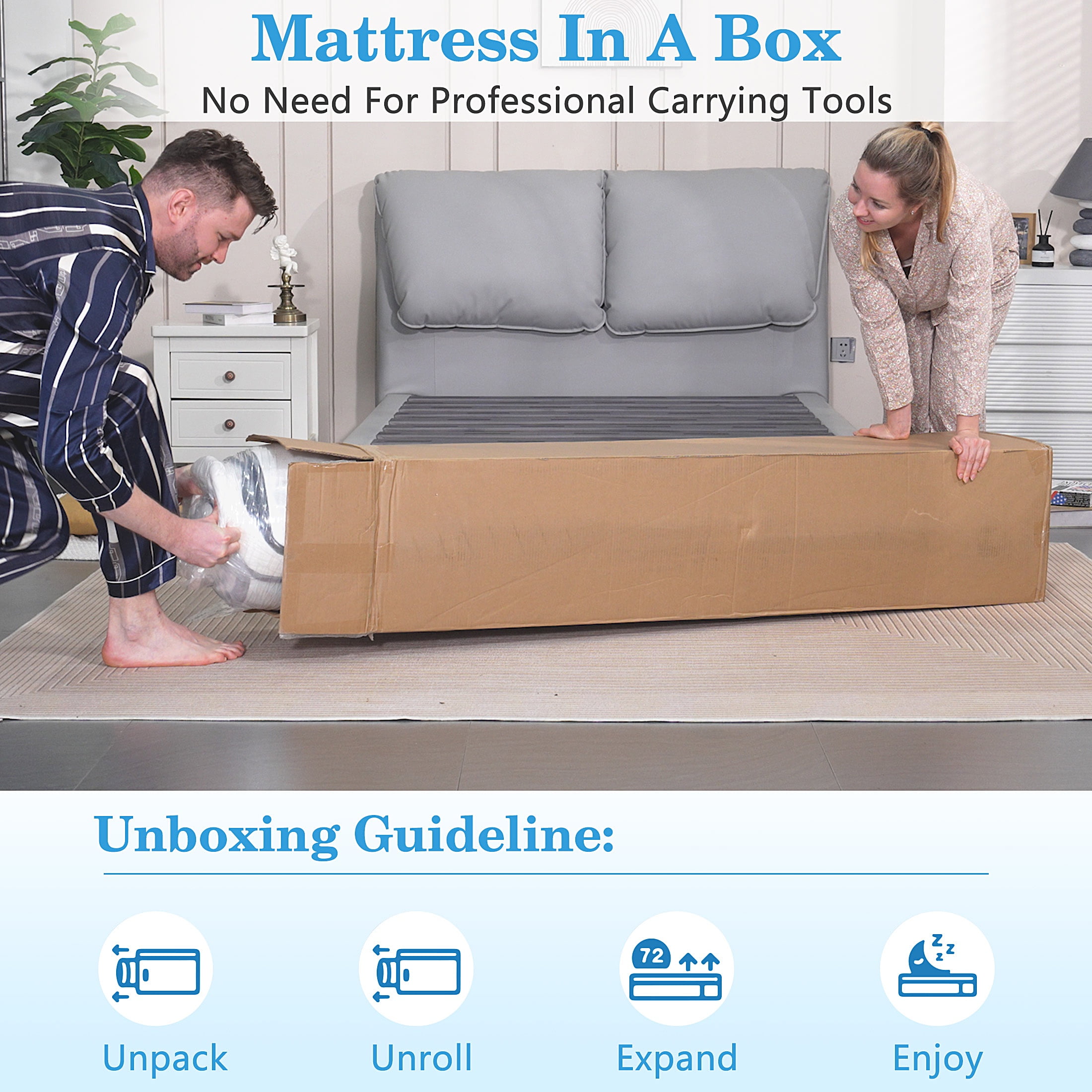 Queen Size Mattress 12 inch, UHOMEPRO Hybrid Mattress in a Box Gel Memory Foam and Wrapped Pocket Spring, Colchon Mattress with Motion Isolation & Enhanced Edge Support,Medium Firm(6.5/10)