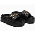thumbnail image 3 of Womens Platform Sandals Raffia Espadrilles Metal Chain Slip on Open Toe Cute Beach Slide Sandals, 3 of 3
