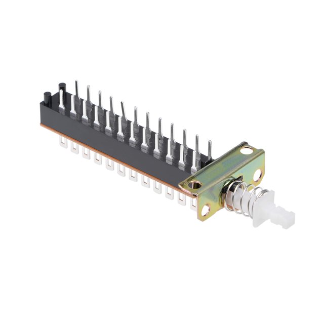 Interruptor de botón de empuje interconectado tipo piano Uxcell de doble tiro metálico negro 1 pieza multicolor 3.11" x 1.02" x 0.71"