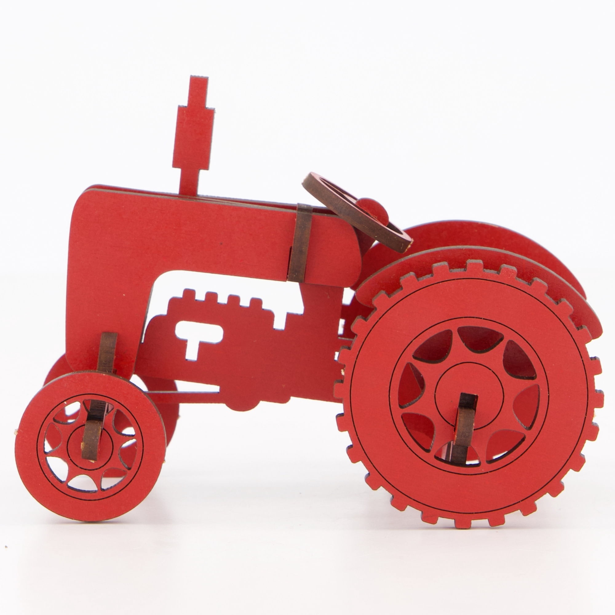 Little & Wood: Woodlet: Medium - Tractor - Red, 3D Wooden Kit-Set, Farm Vehicle Puzzle, Easy Assembly, Pop Build Fun, 100% Sustainably Sourced, Age 6+