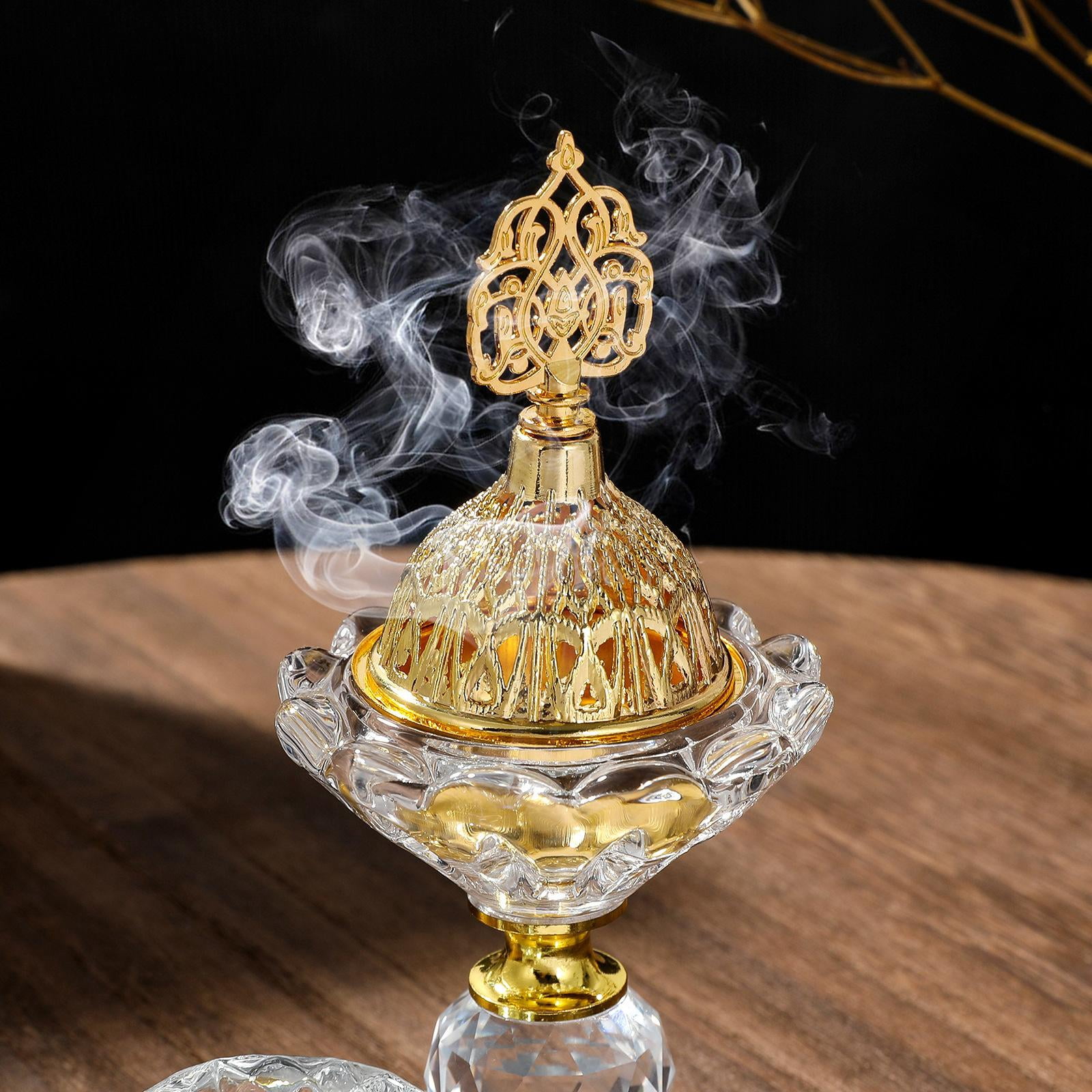 Zxpjkyu Glass Arabic Incense Burner Censer Modern Aroma Ornament Incense Cone Holder for