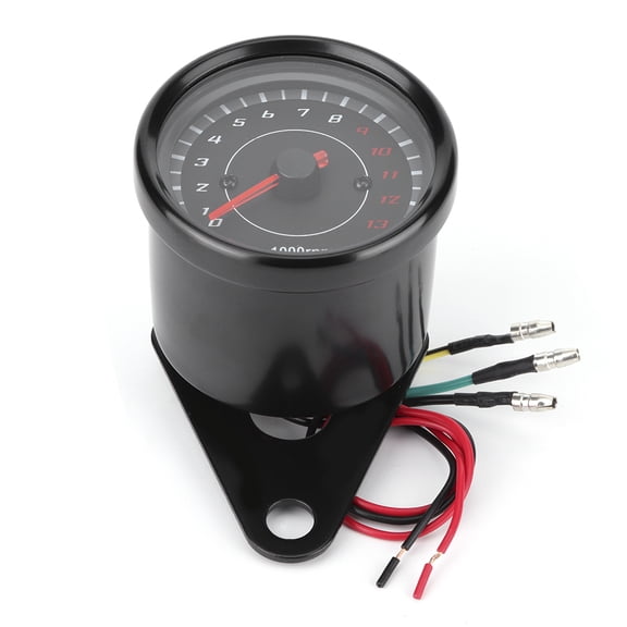 Xirurus Universal 12V Vintage Motorcycle Tachometer Gauge with LED Dual Color Backlight Pointer Instrument Stainless Steel Replacement Auto Accessory Black[cite: 1]