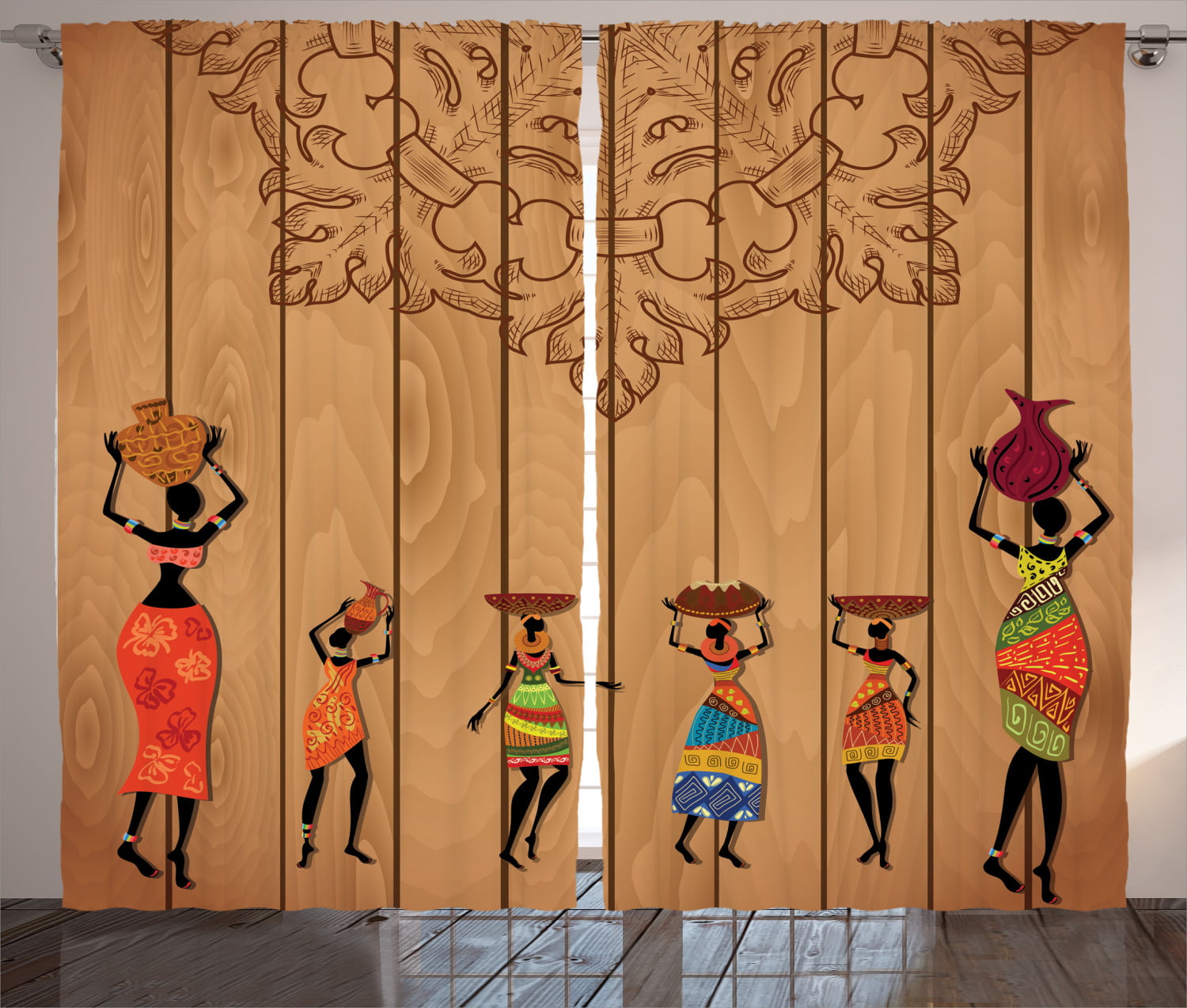 3D Blockout Window Curtain-Africa Decor Women Scenic-Fabric Home Decor Drape 576 