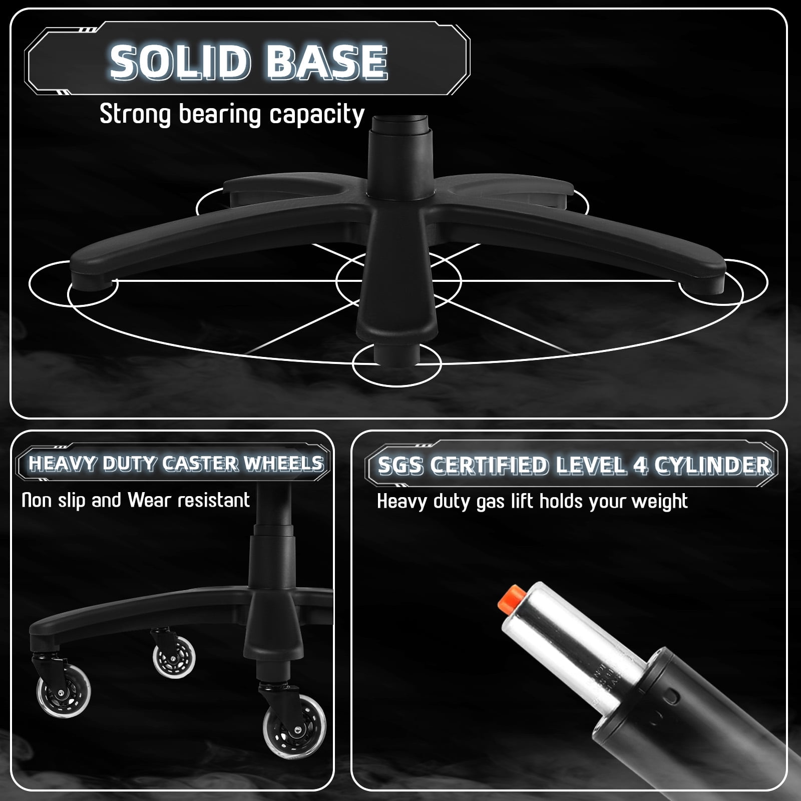 BOSSIN 500lbs Big and Tall Office Chair ,Heavy Duty Computer Desk Chair with Adjustable Lumbar Support