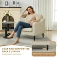thumbnail image 5 of Modern Wingback Living Room Chair, Upholstered Fabric Accent Armchair, Single Sofa Chair with Lounge Seat and Wood Legs for Office/Bedroom/Reading Spaces, Beige, 5 of 7