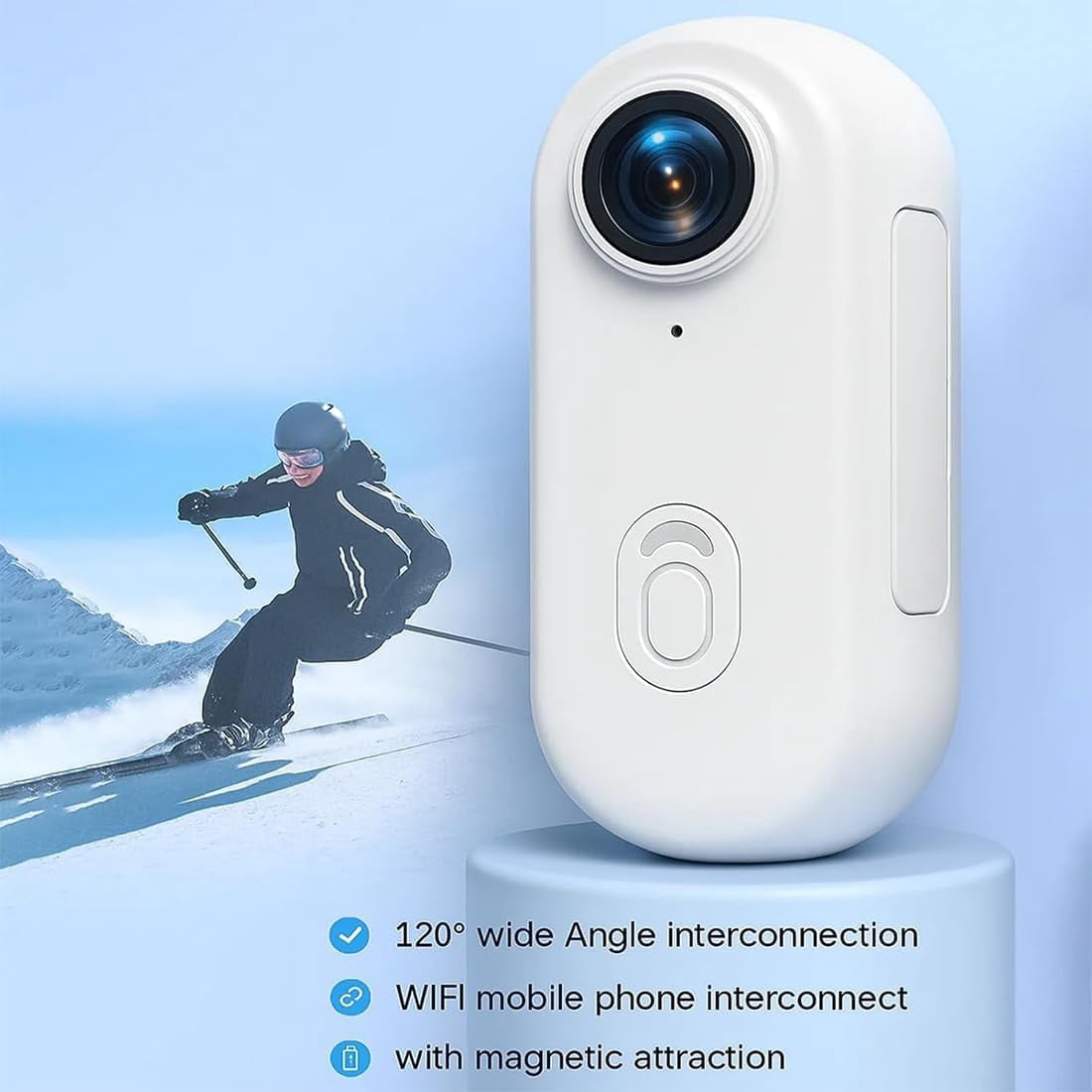 2026 New Thumb Action Camera, 4K UHD POV Pro Camera with 128GB Memory Card, Body Cameras with Audio and Video Recording, for Cycling, Motorcycle Riding, Skiing, Hiking, Traveling (White, 128GB)