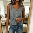 thumbnail image 5 of Tank Tops for Women Sleeveless Round Neck Solid Color Button Shirts, 5 of 8