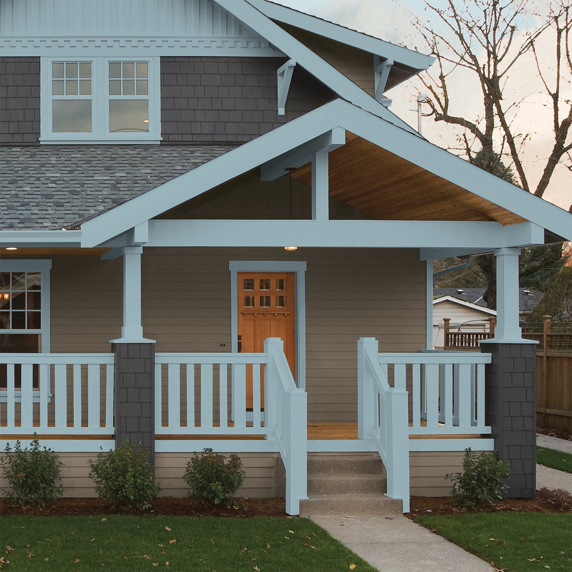 Glidden One Coat Mountain Stream / Blue Semi-Gloss Exterior Paint with Primer, 1 Gallon