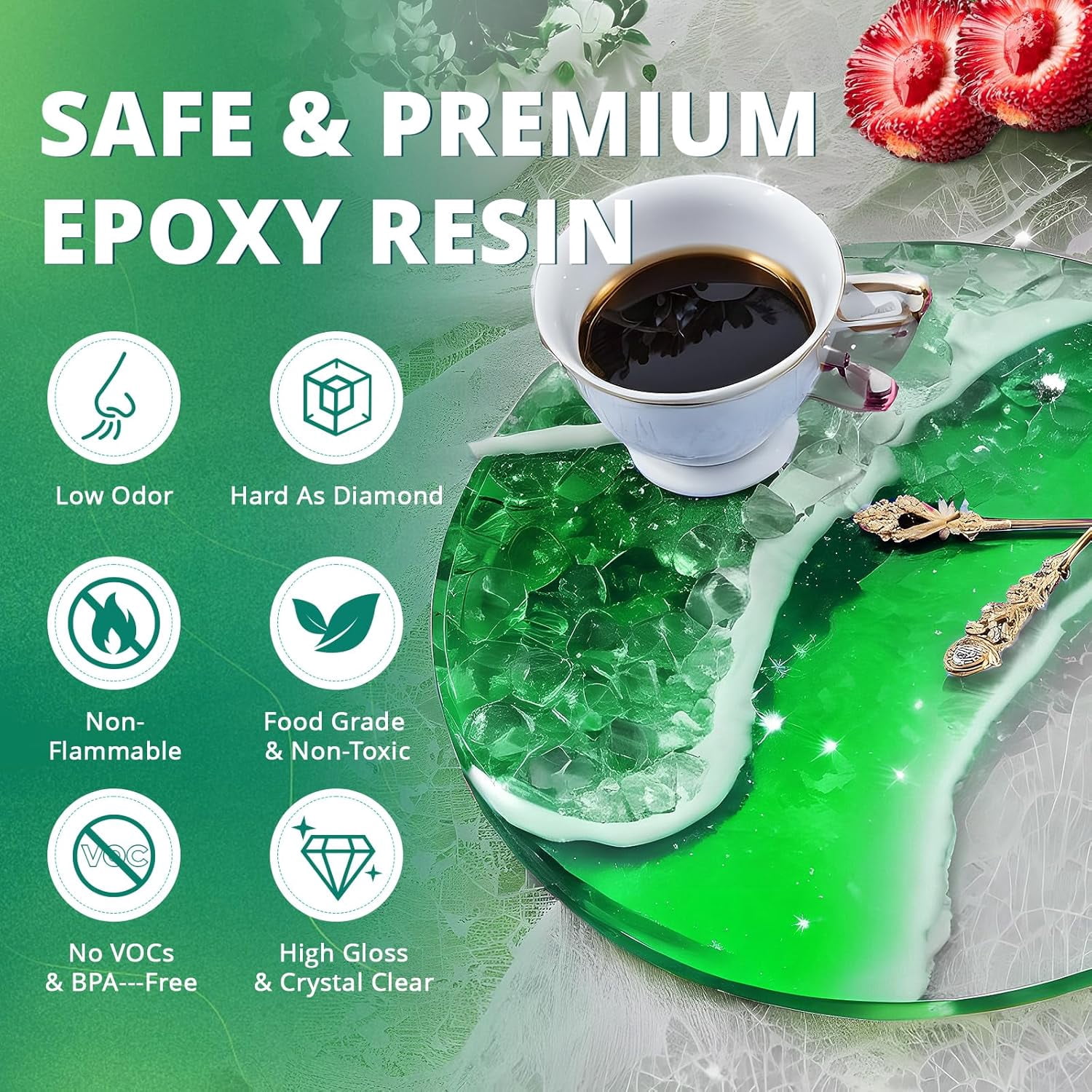Crystal Clear Epoxy Resin Kit 1GAL - 1:1 Mixing Ratio, Bubble Free & Anti-Yellowing - High Gloss Casting & Coating Resin for Jewelry, River Tables, Bar Top, Countertops & Wood