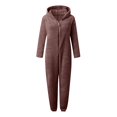 thumbnail image 5 of Iaqnaocc Girls Pajamas Jumpsuit Fuzzy Fleece Hooded Rompers Furry Warm Onesie Size 13-14 Pajamas Soft Cute Bear Zipper Up Sleepwear Brown 11-12Years, 5 of 5