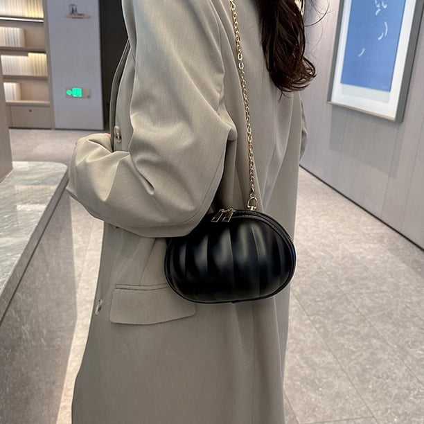 Bolso de hombro con cadena para mujer, bolso de mano informal de PU, pequeño bolso redondo, bolsos de Halloween