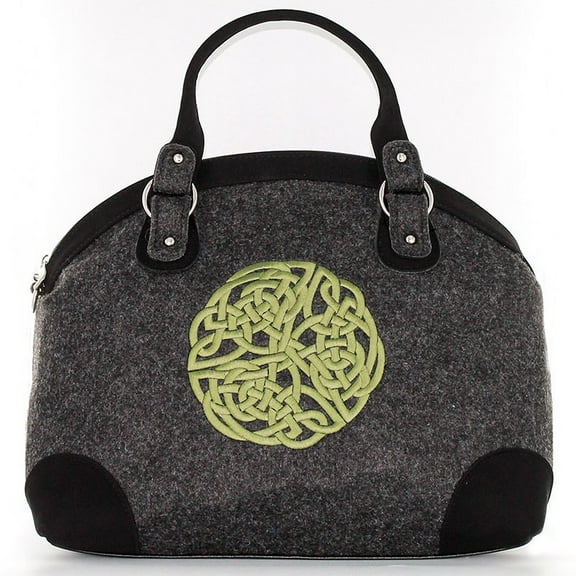 Irish Celtic Weave Wool Tweed & PU Leather Tote Handbag for Women by Mucros Weavers