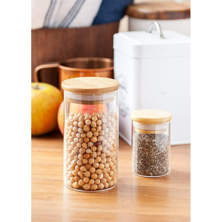 2PACK 60 Ounce Square Large Glass Jar with Bamboo Lid - Large Kitchen Glass  Jars
