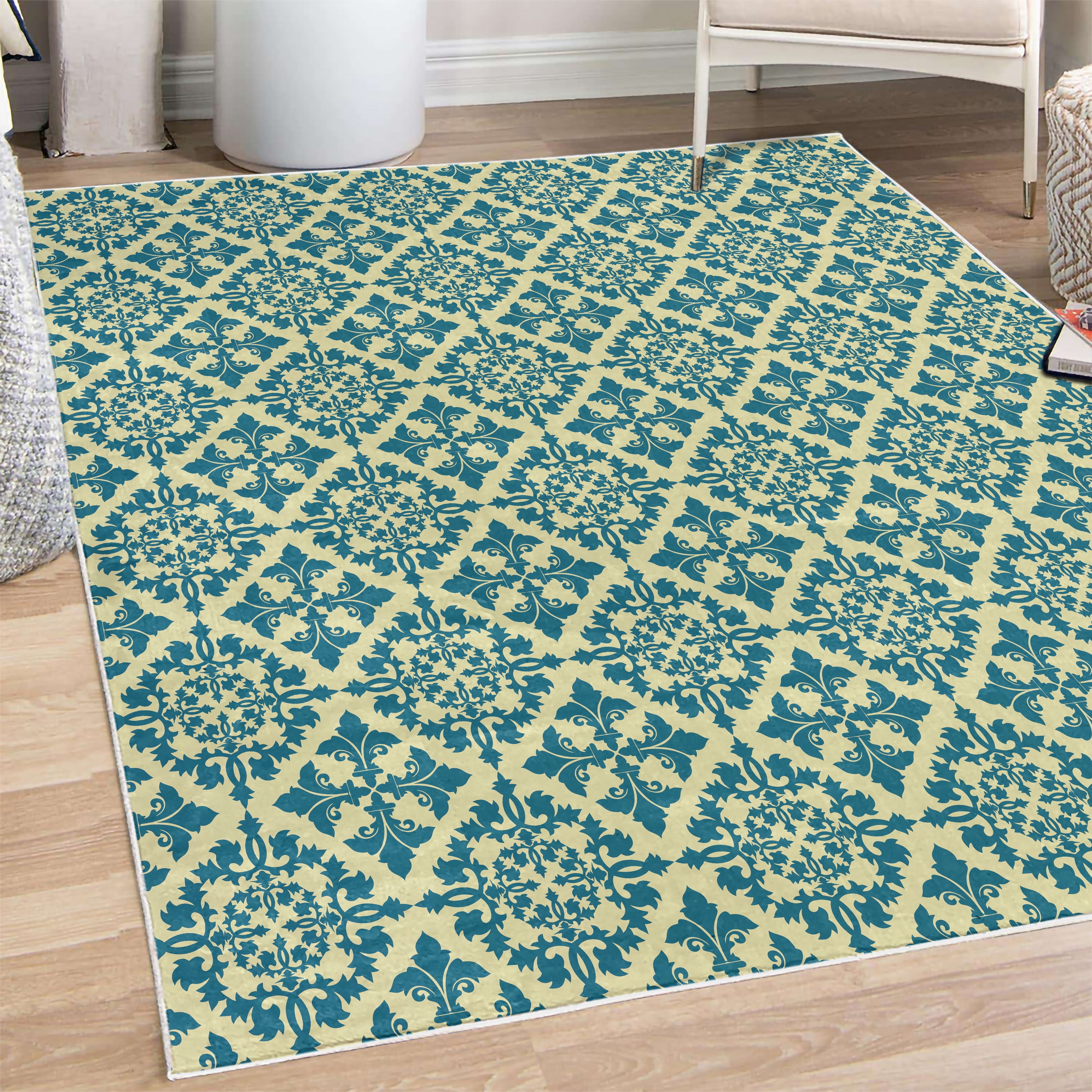 Retro Decorative Rug, Antique Victorian Floral Patterns in Modern ...