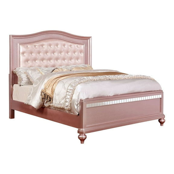 Furniture of America Paisley Contemporary Wood Queen Panel Bed in Rose Gold