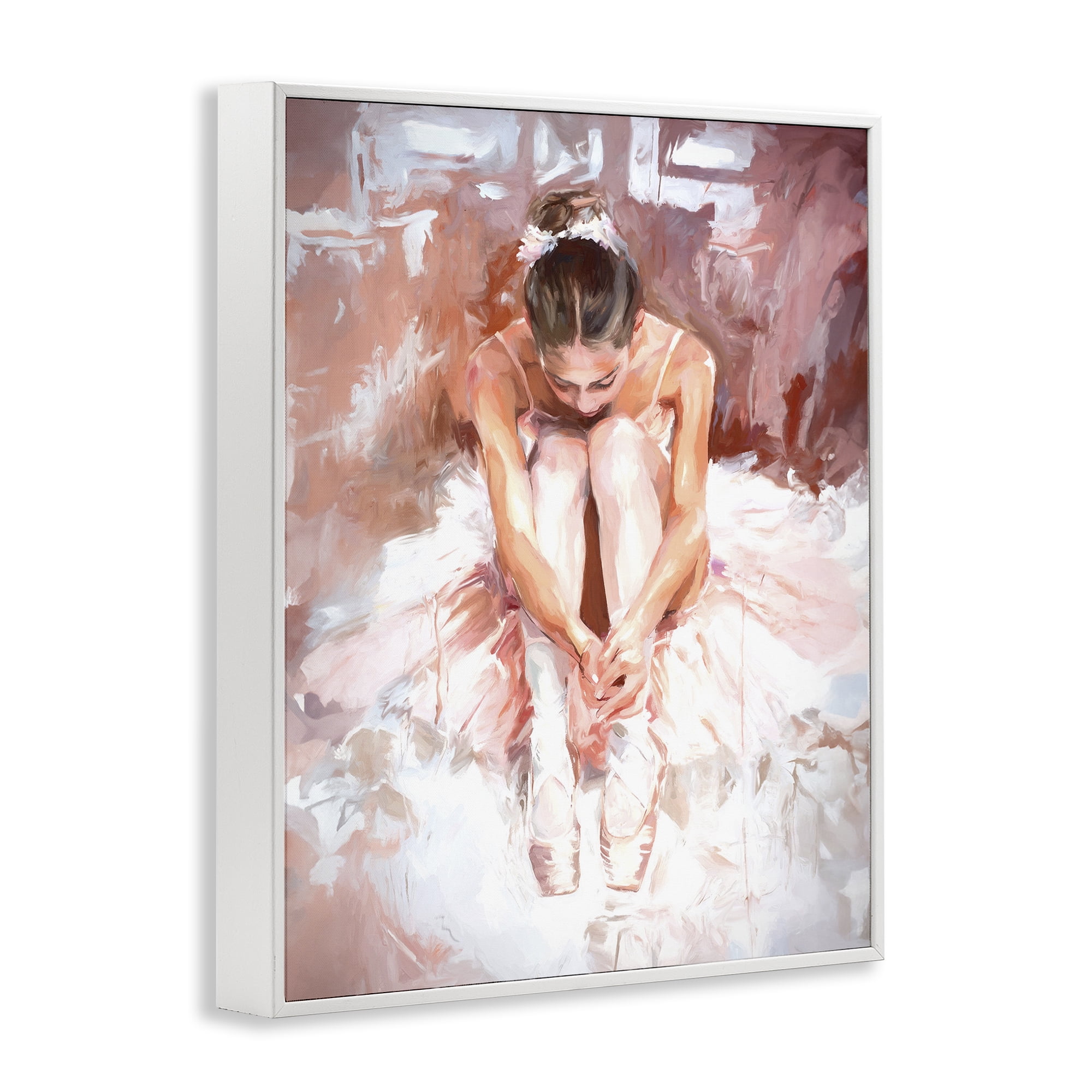 Stupell Industries Serene Ballerina Visage Novelty Painting White Framed Art Print Wall Art, 11 x 14