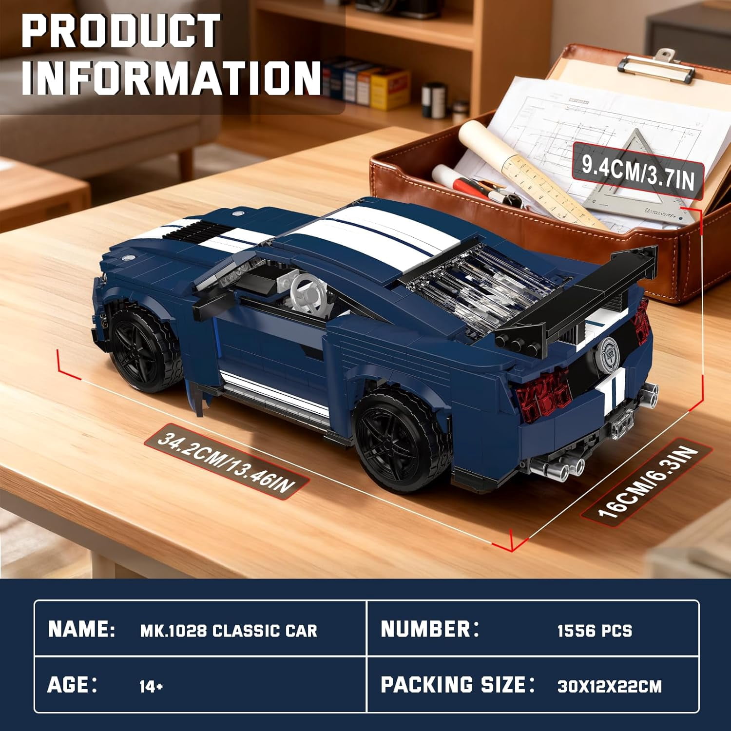 Sports Car Building Block Kits, MOC Supercar Racing Car Model Building Sets, Gift for Collections Enthusiasts (1556+ Pieces, Static Version)