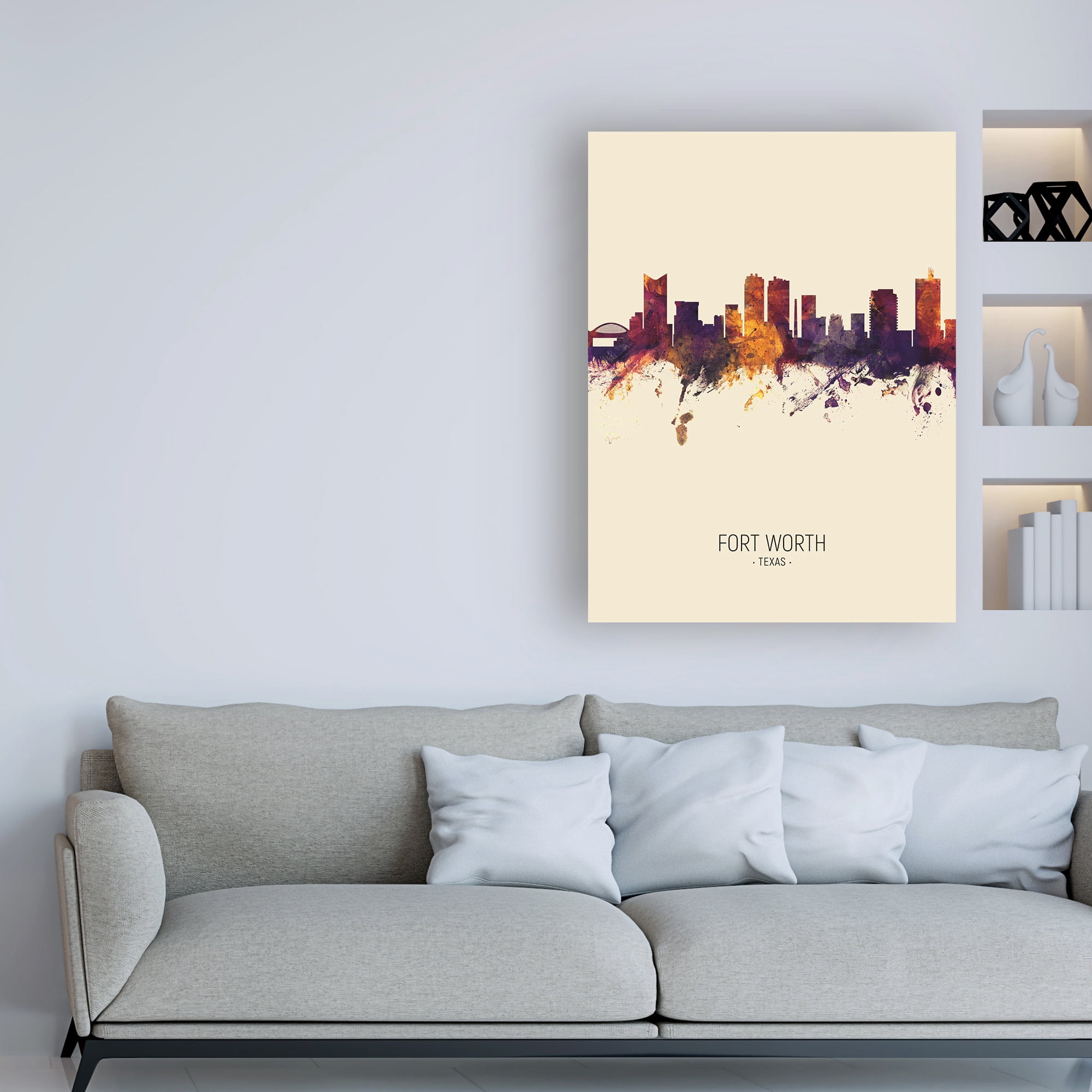 Trademark Fine Art 'Fort Worth Texas Skyline Portrait III' Canvas Art by Michael Tompsett