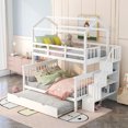 thumbnail image 1 of [US IN STOCK] Twin over Full House Bunk Bed with Trundle and Staircase,the bed can be Separated into Three Separate Platform Beds,White, 1 of 9