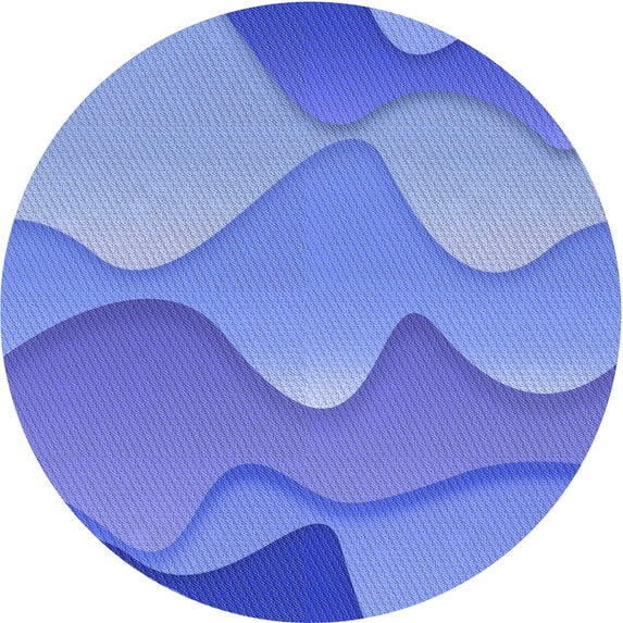 Ahgly Company Machine Washable Indoor Round Transitional Sky Blue Area Rugs, 4' Round