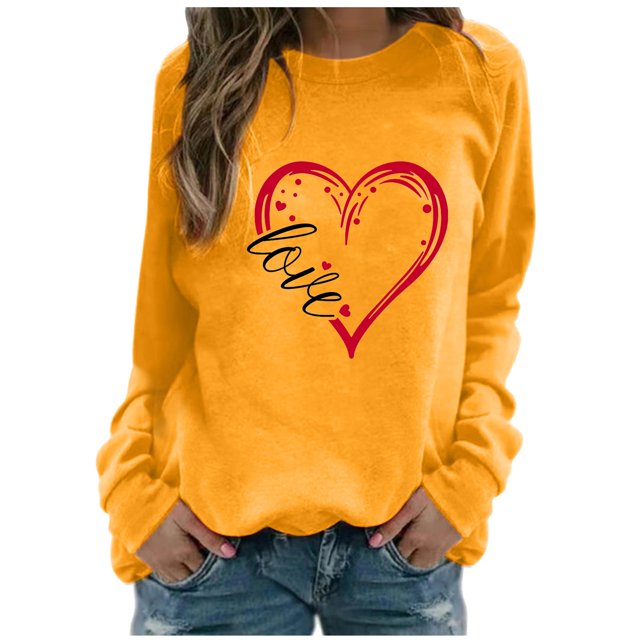 Chandails à Capuchon Graphiques pour Femmes Col Rond Manches Longues Imprimé Décontracté Ample Chandail Molletonné T-Shirt Blouse Hauts d'Automne