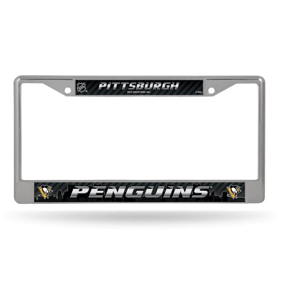 Pittsburgh Hockey Penguins - 12" x 6" Standard Size - Chrome Metal License Plate Frame