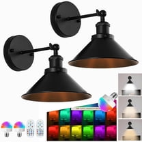 Battery Operated Wall Sconce Set of 2, Black Rechargeable Wall Lights with Remote Control, Dimmable RGB Wall Lights for Bedroom, Living Room, Hallway