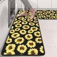 thumbnail image 2 of Kitchen Rugs Sets Of 2,Black Sunflower Pattern Anti Fatigue Kitchen Mat Rugs Non Slip Washable,Decorative Kitchen Floor Mats for Kitchen,Sink,Laundry,17"x47"+17"x47", 2 of 5