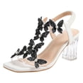 thumbnail image 6 of Rokment Bridal Glitter Rhinestones Butterfly Dressy Sandals for Women Delicate Elegant Square Toe Clear Chunky Block Slingback High Heels Bride Wedding Summer Dress Pumps 2026 OTHER Size 6.5, 6 of 6