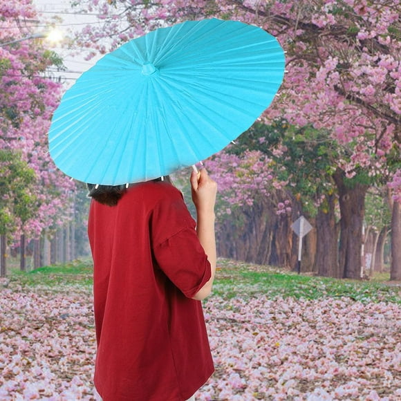 Qiilu DIY Painting Paper Umbrella, White Blank Paper Umbrella,White Blank Paper Umbrella Decor Props for Kids DIY Hand Painting