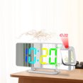 thumbnail image 3 of Inteprter Reloj con espejo digital con pantalla LED y alarma de proyección Un puerto de salida USB Despertador dual Decoración del hogar Carcasa negra RGB, 3 of 6